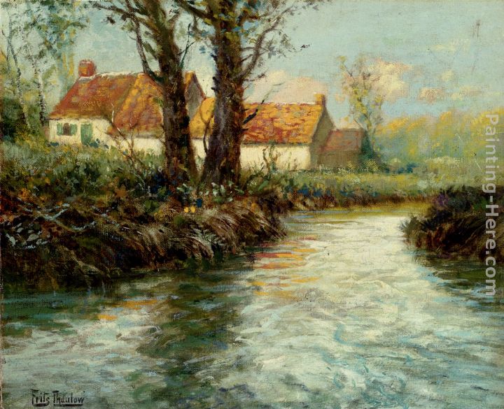 House By The Water's Edge painting - Fritz Thaulow House By The Water's Edge art painting